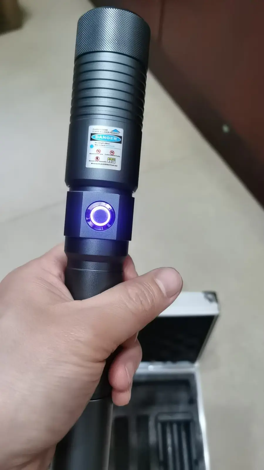 Long Range 450nm Blue Beam Laser - Dual 18650 Battery Kit, SKU B01.6, >1mw power, 450nm blue laser wavelength, Black color, product thumbnail 5