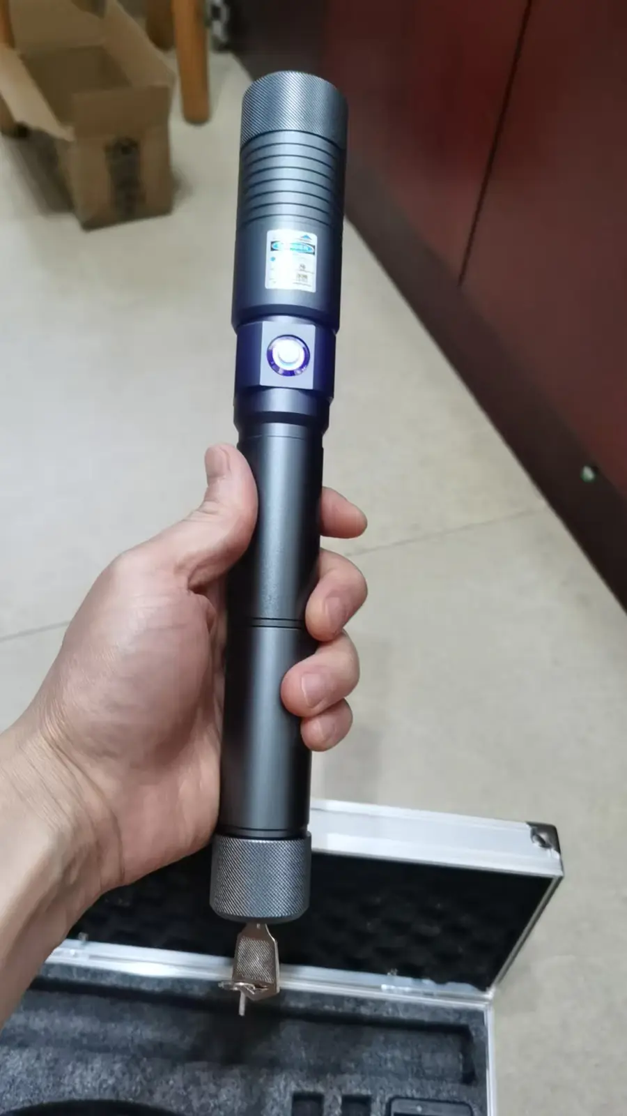 Long Range 450nm Blue Beam Laser - Dual 18650 Battery Kit, SKU B01.6, >1mw power, 450nm blue laser wavelength, Black color, product thumbnail 2