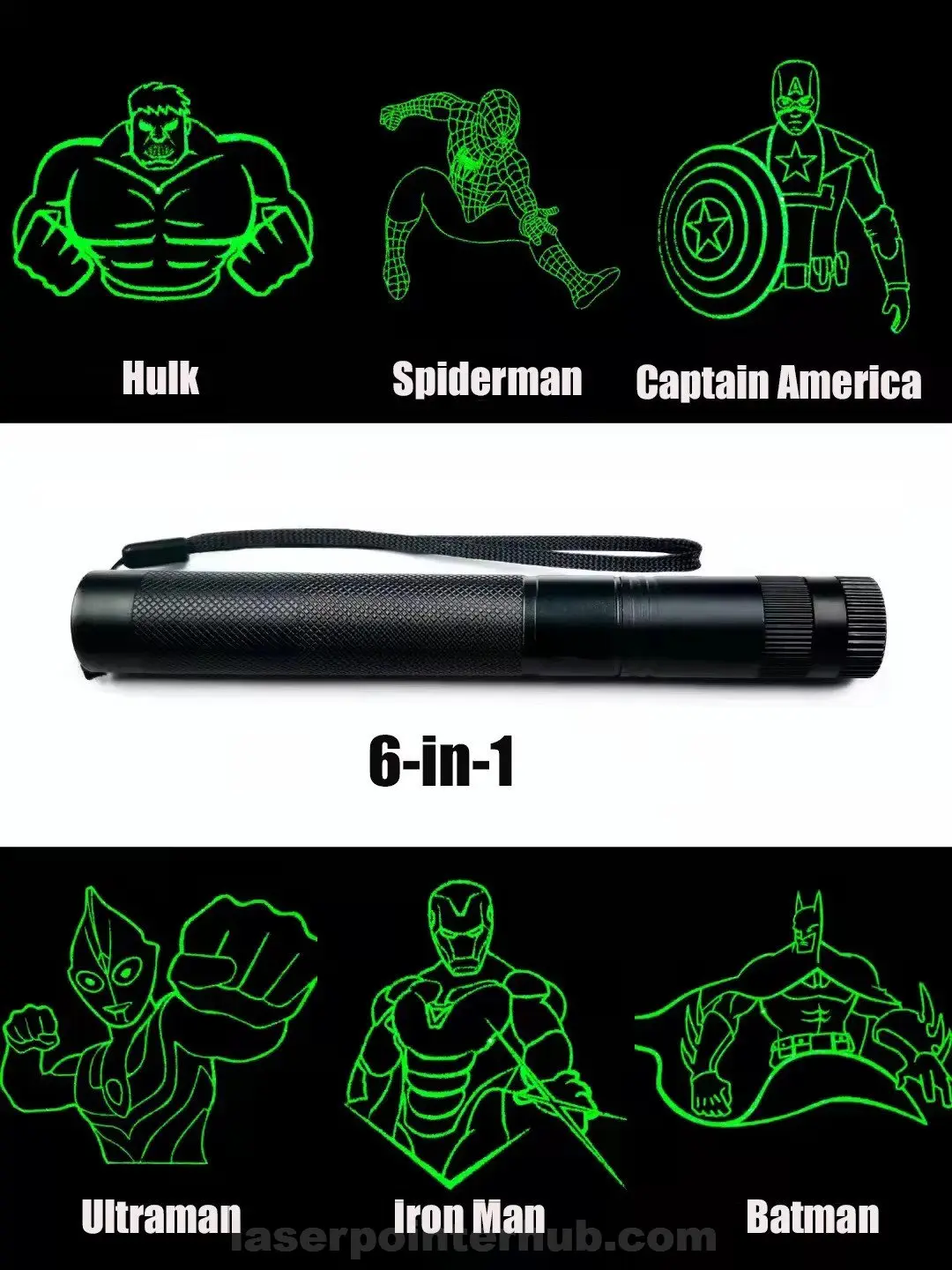 Laser 303 Green Laser Pointer - 532nm Tactical Star Cap, SKU B303, >1mw power, 650nm red laser wavelength, red color, product thumbnail 3