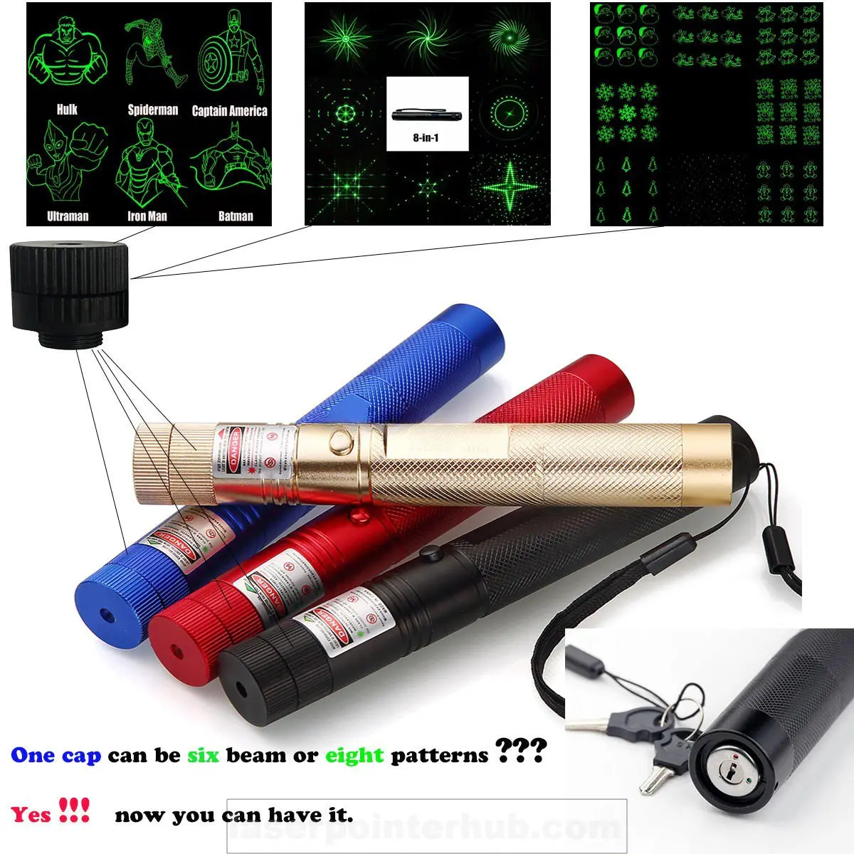 Laser 303 Green Laser Pointer - 532nm Tactical Star Cap, SKU B303, >1mw power, 650nm red laser wavelength, red color, product thumbnail 5
