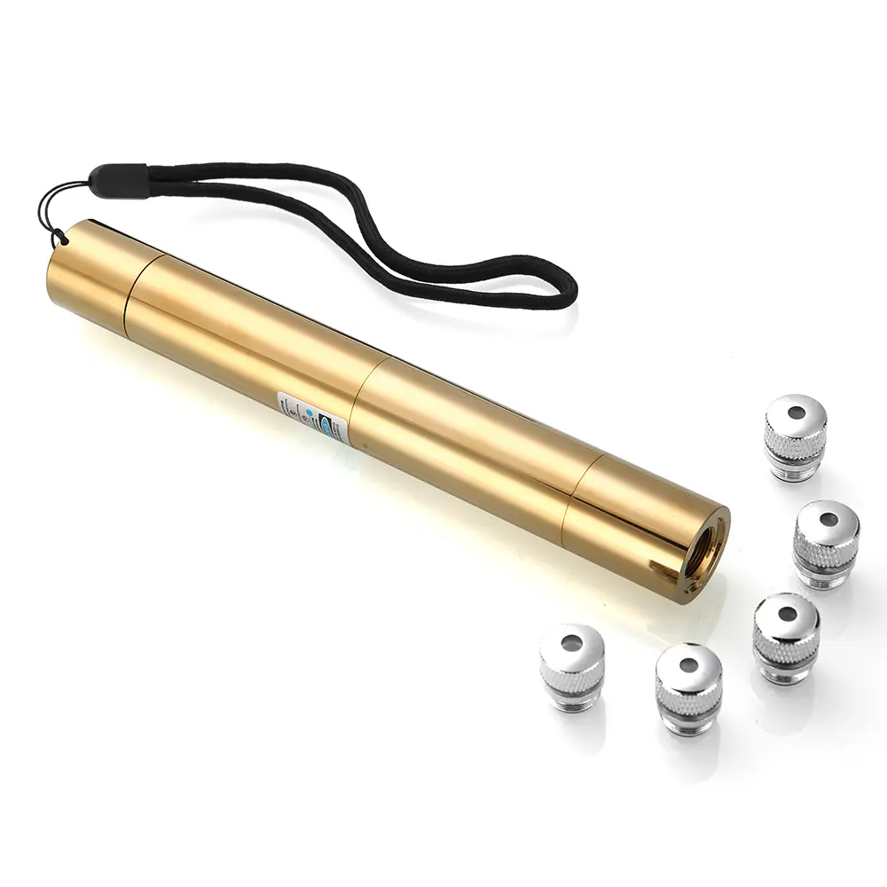 Copper Laser Pointer 1.2W Gold-Plated Blue Laser with Superior Cooling, SKU B008, 1200mw power, 450nm blue laser wavelength, golden color, product thumbnail 2