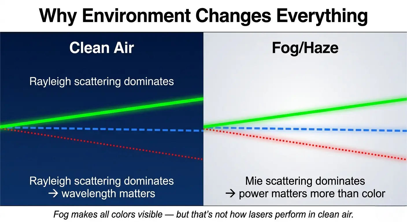 Green vs. Blue vs. Red Laser: How Physics Changes Beam Visibility