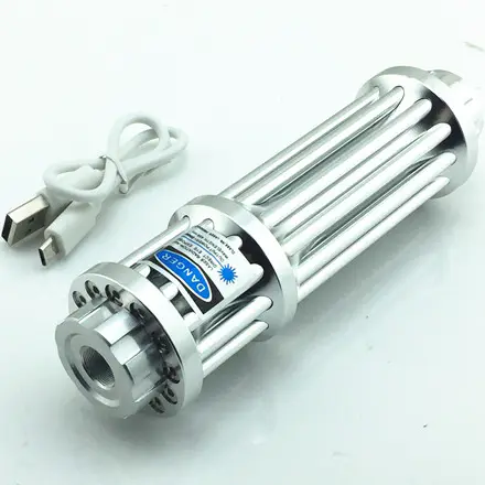 USB Rechargeable Laser Pointer 1600mW Blue Built-in Battery, SKU B017USB, 1600mw power, 450nm blue laser wavelength, silver color, product thumbnail 9