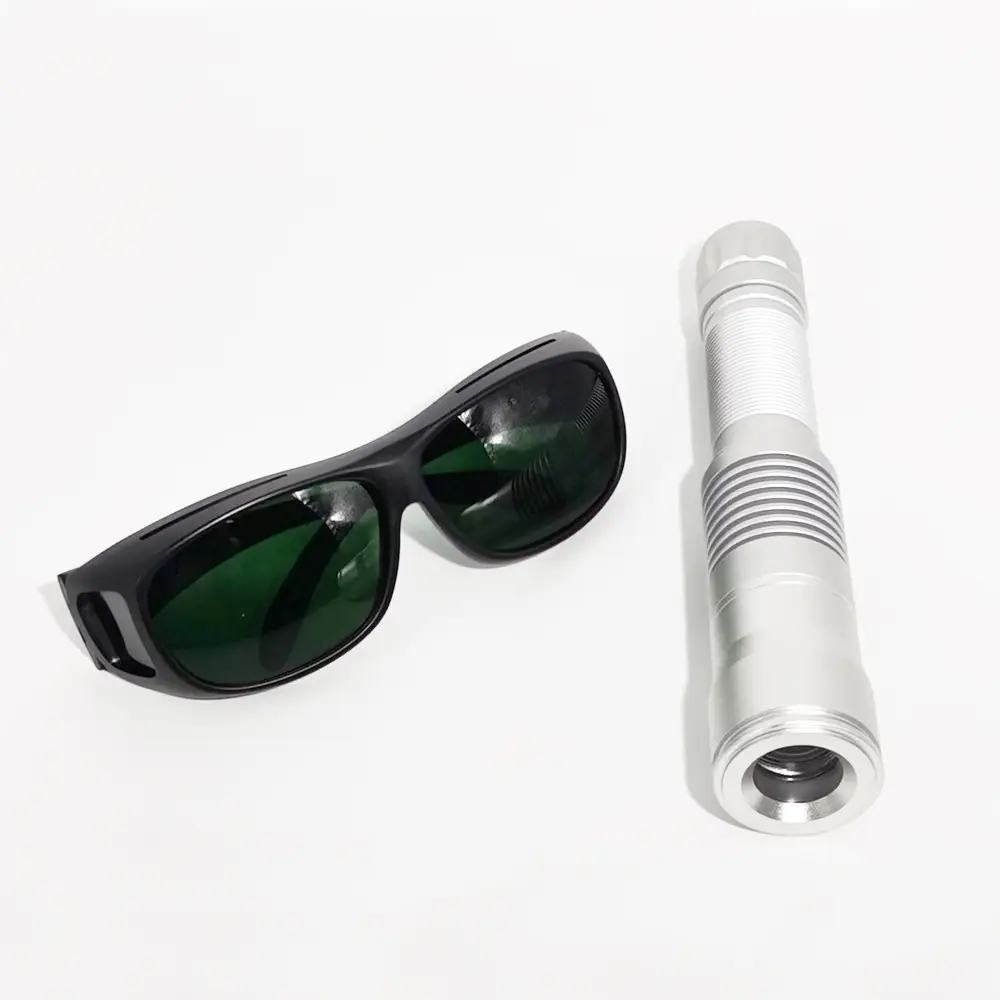 Single Beam Laser Pointer 7W Blue & 2.4W Green Pure Focus No Scatter, SKU B023, 7000mw/2400mw power, 450nm blue laser/520nm green laser wavelength, silver/black color, product thumbnail 3